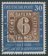 BUNDESREPUBLIK 115VI O, 1949, 30 Pf. 100 Jahre Briefmarken Mit Plattenfehler Weißer Schrägstrich Unter CH Im Unteren Deu - Usati
