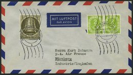 BUNDESREPUBLIK 123 Paar BRIEF, 1952, 2 Pf. Posthorn Im Waagerechten Paar Mit 5 Pf. Berlin Nr. 82 Auf Luftpostbrief Von B - Gebraucht