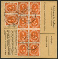BUNDESREPUBLIK 126 BRIEF, 1954, 6 Pf. Posthorn Im Achterblock Und Waagerechten Paar Rückseitig Als Seltene Mehrfachfrank - Used Stamps