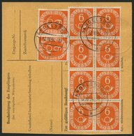 BUNDESREPUBLIK 126 BRIEF, 1952, 6 Pf. Posthorn Im Achterblock Und Waagerechten Paar Rückseitig Mit 50 Pf. Zusatzfrankatu - Used Stamps