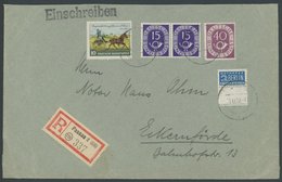 BUNDESREPUBLIK 129 Paar BrfStk, 1952, 15 Pf. Posthorn Im Waagerechten Paar Mit Zusatzfrankatur Auf Bedarfs-Einschreibbri - Used Stamps