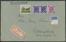 BUNDESREPUBLIK 129 Paar BrfStk, 1952, 15 Pf. Posthorn Im Waagerechten Paar Mit Zusatzfrankatur Auf Bedarfs-Einschreibbri - Gebraucht