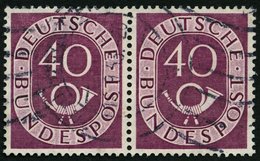 BUNDESREPUBLIK 133 Paar O, 1951, 40 Pf. Posthorn Im Waagerechten Paar, Feinst, Mi. 250.- - Oblitérés