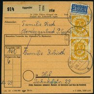 BUNDESREPUBLIK 136 BRIEF, 1954, 70 Pf. Posthorn, 2x Als Mehrfachfrankatur Auf Paketkarte Aus EGGMÜHL, Obere Marke Mit Un - Usados