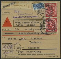 BUNDESREPUBLIK 137 Paar BRIEF, 1954, 80 Pf. Posthorn Im Senkrechten Paar Als Mehrfachfrankatur Auf Nachnahme-Paketkarte  - Usados