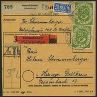 BUNDESREPUBLIK 138 BRIEF, 1954, 90 Pf. Posthorn, 2x Als Mehrfachfrankatur Auf Schnellpaketkarte Aus NEUREICHENAU, Normal - Gebraucht