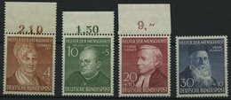 BUNDESREPUBLIK 156-59 **, 1952, Helfer Der Menschheit, Prachtsatz, Endwert Gepr. A. Schlegel, Mi. 130.- - Usati