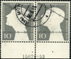 BUNDESREPUBLIK 165 HAN Paar O, 1953, 10 Pf. Kriegsgefangene Im Waagerechten Paar Mit HAN 15070.53, Feinst, Mi. 100.- - Usati