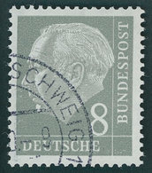 BUNDESREPUBLIK 182Y O, 1960, 8 Pf. Heuss Wz. Liegend, Nachauflage, Pracht, Gepr. D. Schlegel, Mi. 150.- - Usados