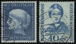 BUNDESREPUBLIK 203,225 O, 1954/5, 40 Pf. Papenheim Und Nightingale, 2 Prachtwerte, Mi. 85.- - Usados