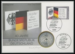 BUNDESREPUBLIK 1421 BRIEF, 1989, 100 Pf. 40 Jahre Bundesrepublik Auf Numisbrief Mit 10 DM-Silbermünze, Pracht - Usati