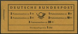 MARKENHEFTCHEN MH 4Xv **, 1958, Markenheftchen Heuss/Ziffer, Deckel Dunkelchromgelb, Pracht, Mi. 100.- - Otros & Sin Clasificación