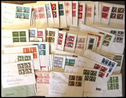 LOTS VB BRIEF, 82 Verschiedene Viererblocks Von 1954-64 Auf Sammlerbriefen, Pracht - Usados