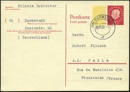 GANZSACHEN P 44I BRIEF, 1960, 20 Pf. Heuss, Breiter Fluoreszierender Beidruck, Stempel DARMSTADT, Rückseitig Unbeschrift - Sammlungen