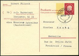 GANZSACHEN P 46I BRIEF, 1960, 20/20 Pf. Heuss, Breiter Fluoreszierender Beidruck, Stempel DARMSTADT, Rückseitig Unbeschr - Verzamelingen