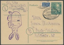 GANZSACHEN PSo 1 BRIEF, 1949, 10 Pf. Bundestag Mit Bahnpoststempel München-Nürnberg, Pracht - Verzamelingen
