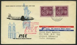 ERST-UND ERÖFFNUNGSFLÜGE 2511 BRIEF, 31.10.55, München-New York, Frankiert Mit 2x Bund Nr. 216 (Mehrfachfrankatur), Prac - Storia Postale