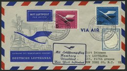 DEUTSCHE LUFTHANSA 34 BRIEF, 8.6.1955, Hamburg-New York, Prachtbrief - Usati