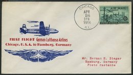 DEUTSCHE LUFTHANSA 68 BRIEF, 23.4.1956, Chicago-Hamburg, Prachtbrief - Usati