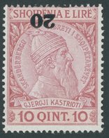 ALBANIEN 43K **, 1914, 20 PARA Auf 10 Q. Mit Kopfstehendem Aufdruck Ohne PARA, Postfrisch, Pracht - Albanie