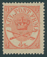 DÄNEMARK 13aA *, 1865, 4 S. Rot, Erstfalzrest, Kabinett - Usado