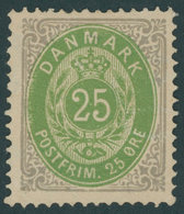 DÄNEMARK 29IYA *, 1875, 25 Ø, Normaler Rahmen, Wz. 1Y, Gezähnt K 14:131/2, Falzrest, Pracht, Mi. 65.- - Gebraucht