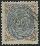 DÄNEMARK 30IYAa O, 1875, 50 Ø Braun/blauviolett, Feinst, Mi. 250.- - Gebraucht