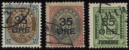 DÄNEMARK 60-62 O, 1912, 35 Ø-Aufdruck, Prachtsatz, Mi. 150.- - Oblitérés