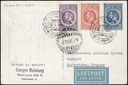 ERSTFLÜGE 286-88 BRIEF, 30.11.1946, Kopenhagen-Montevideo, Prachtkarte, Müller 158 - Autres & Non Classés