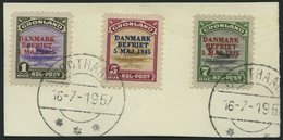 GRÖNLAND - DÄNISCHE POST 17-19 BrfStk, 1945, 1 - 7 Ø DANMARK/BEFRIET, Prachtbriefstück, Mi. 240.- - Otros & Sin Clasificación