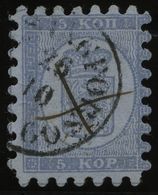 FINNLAND 3A O, 1860, 5 K. Hellblau, K1 HELSINGFORS Und Federkreuz, Alle Zungen, Pracht - Autres & Non Classés