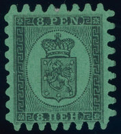 FINNLAND 6Bx *, 1866, 8 P. Schwarz Auf Grün, Fast Alle Zungen, Falzreste, Pracht, Signiert Thier, Mi. 600.- - Autres & Non Classés