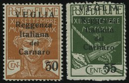 FIUME 32/3II **, Fiumanische Besetzung Der Carnaro-Inseln: 1920, 50 Und 55 C. VEGLIA, Kleiner Aufdruck, Nr. 33 Nadelstic - Autres - Europe