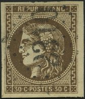 FRANKREICH 42a O, 1870, 30 C. Braun, Nummernstempel 2310, Kabinett, Mi. (260.-) - Sonstige & Ohne Zuordnung