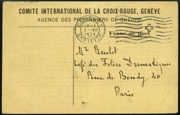 FRANKREICH FELDPOST 1914, Antwortkarte Des Internationalen Roten Kreuzes In Genf An Die Angehörigen Eines Kriegsgefangen - War Stamps