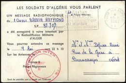 FRANKREICH FELDPOST 1962, Seltene Feldpost-Radiokarte, In Der Mitgeteilt Wird, Daß Die Grüße Am 9. Mai 1961 Gegen 22.10  - War Stamps