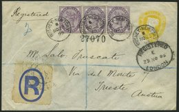 GROSSBRITANNIEN 65 BRIEF, 1895, 1 P. Königin Victoria Im Paar Und Einzelmarke Auf Privatganzsache 3 P. Gelb, R-Umschlag  - Altri & Non Classificati