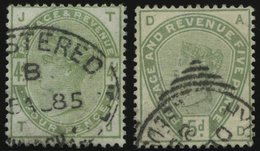 GROSSBRITANNIEN 77/8 O, 1884, 4 P. Und 5 P. Dunkelgraugrün, 2 Prachtwerte, Mi. 320.- - Altri & Non Classificati