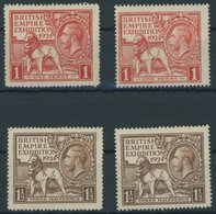 GROSSBRITANNIEN 166/7A,C **, 1924, Wembley, Beide Zähnungen, Postfrisch, 4 Prachtwerte, Mi. 75.- - Autres & Non Classés