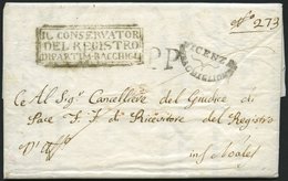 VORPHILA 1811, VICENZA (Segmentstempel) Und K3 IL CONSERVATOR DEL REGISTRO DIPARTIM. BACCHCIGL Und PP Auf Brief Mit Inha - 1. ...-1850 Prephilately