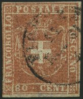 TOSCANA 22 O, 1860, 80 C. Hellbräunlichrot, Links Teils Minimal Berührt Sonst Vollrandig Pracht, Gepr. U.a. Drahn, Mi. 7 - Toskana