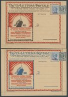 ITALIEN B 90I BRIEF, 1922, 25 C. Blau, Type I, Mit Rotem Aufdruck B.L.P. Und 15 C. Beifrankatur Auf 2 Verschiedenen Unge - Non Classificati