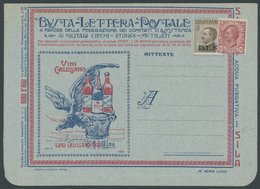 ITALIEN B 91IIb BRIEF, 1922, 4 C. Braun, Type II, Mit Schwarzen Aufdruck B.L.P. Und 10 C. Beifrankatur Auf Ungebrauchtem - Sin Clasificación