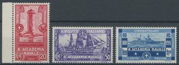 ITALIEN 369-71 **, 1931, Marineakademie Livorno, Postfrischer Prachtsatz, Mi. 85.- - Ohne Zuordnung