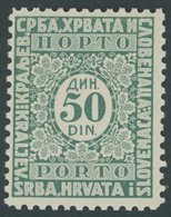 PORTOMARKEN P 61IIA *, 1921, 50 Din. Dunkelgrün, Type II, Falzrest, Pracht - Portomarken