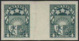 LETTLAND 91UZW (*), 1923, 4 S. Grün, Ungezähnt Im Zwischenstegpaar, Ohne Gummi, Pracht - Lettonie