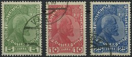 LIECHTENSTEIN 1-3ya O, 1915, Fürst Johann II, Normales Papier, Prachtsatz, Mi. 260.- - Altri & Non Classificati