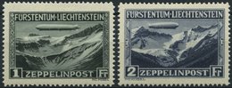 LIECHTENSTEIN 114/5 *, 1931, Graf Zeppelin, Falzreste, 2 Prachtwerte - Sonstige & Ohne Zuordnung