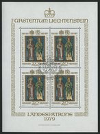 LIECHTENSTEIN 734KB O, 1979, 20 Fr. Landespatrone Im Kleinbogen, Ersttagssonderstempel, Pracht, Mi. 70.- - Sonstige & Ohne Zuordnung