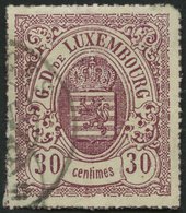 LUXEMBURG 21 O, 1871, 30 C. Lilarot, üblicher Durchstich, Mi. 100.- - Altri & Non Classificati